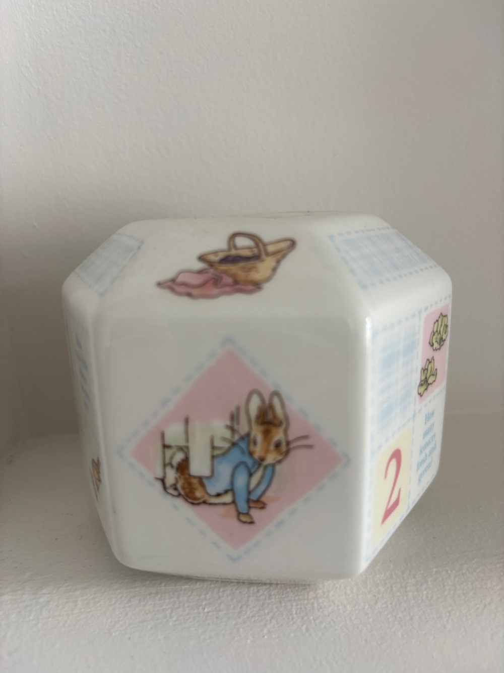 Wedgwood Pink and Blue Beatrix Potter Peter Rabbit Ceramic Block